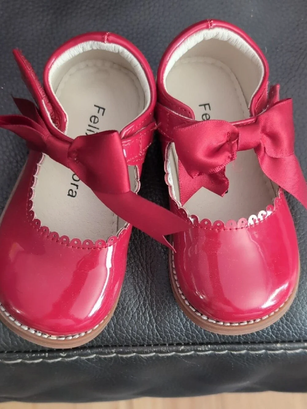 Kids Toddler Shoes Girls Red Patent Mary Jane Dress Shoes with Bow Accent